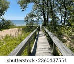 Southwick Beach Lakeview Wildlife Management Area sand dune boardwalk walkover on Lake Ontario near Henderson New York