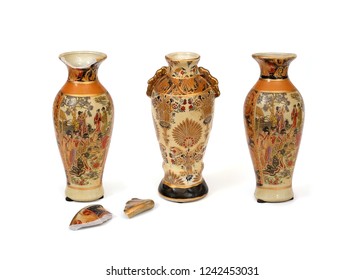 Souvenir Chinese vase in ancient traditions isolated on white background