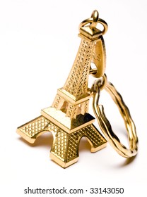 Souvenir Key Chain Of Mini Eiffel Tower In Gold From Paris France