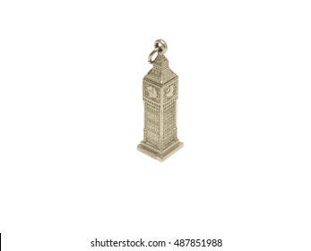 souvenir keychain in form of Big Ben tower in London, England, Great Britain isolated over white symbolizing world tourism