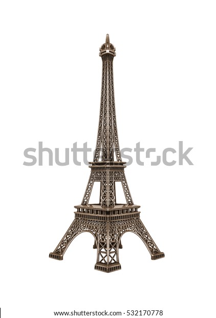 Souvenir model of the Eiffel Tower isolated on a white
background. 
