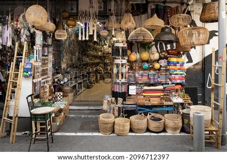 a souvenir shop at the flea market, Jaffa, Israel.