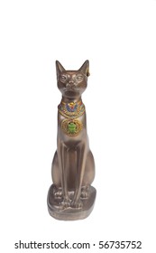 Souvenir statue of the Egyptian god  Bastet cat isolated