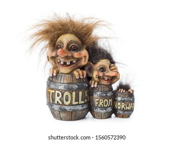 Souvenir Troll From Norway Isolated On White Background