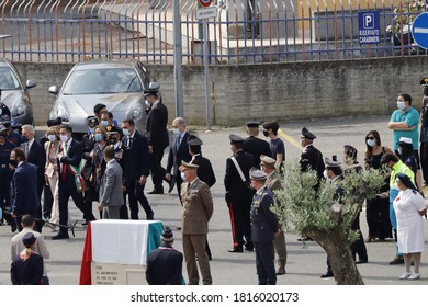 Soverato, Calabria, Italy - September 15 2020: Inauguration Ceremony Of The Monument Dedicated To The Carabiniere Renato Lio. Arrive Of The Minister Of Defense Lorenzo Guerini