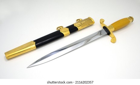 Soviet army dirk (dagger) and sheath isolated on a white background