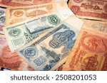 Soviet money. Old banknotes of Russia. Money fund. Treasury note backed by gold. Lenin on money. Payment in rubles.