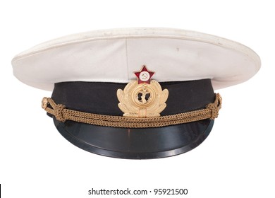 Soviet Navy Officer's Cap Isolated On A White Background