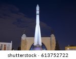Soviet Space launch vehicle Vostock in VDNKh exhibition (called also All-Russian Exhibition Center) in Moscow, Russia  