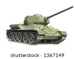 Soviet T-34 tank against white background