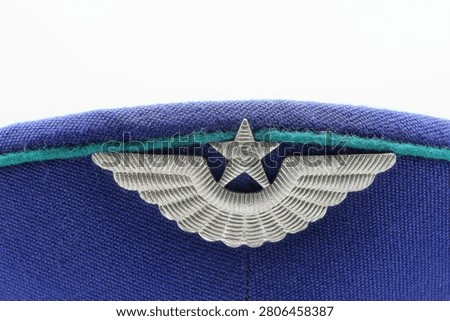Soviet union air force cap. Close up photo. White background.