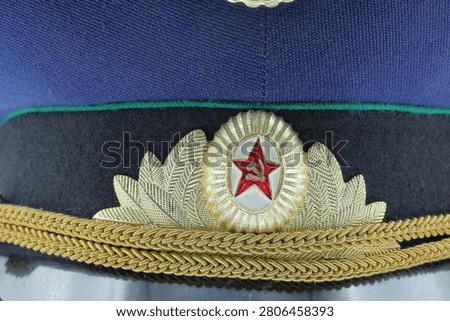 Soviet union air force cap. Close up photo.