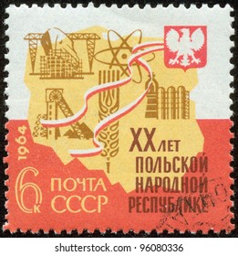 SOVIET UNION - CIRCA 1964: A Stamp Printed By The Soviet Union Post Is For The 20th Anniversary Of The Polish Peoples Republic, Circa 1964