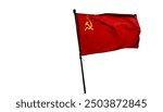 Soviet Union flag, flag of Soviet Russia, backlit on white background. Can be used as background or news report. Deliberately leaving blank space on the left and right, news title design              