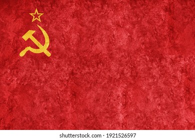 Soviet Union Metallic Flag, Textured Flag, Grunge Flag