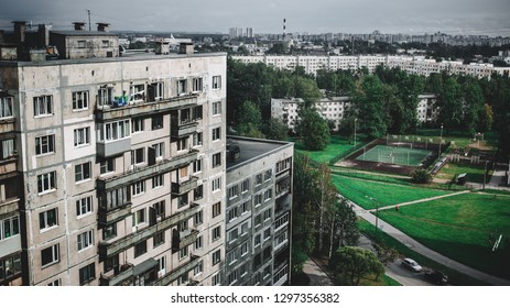 Soviet View On Khrushchyovka And Football Field