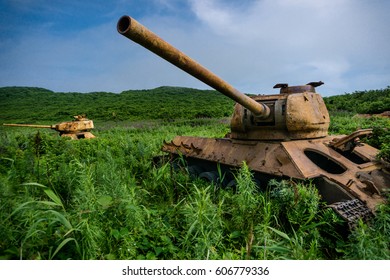 Soviet World War 2 Tank That Survived To Present Day. Being Used As Artilley Target By Navy And Air Force.