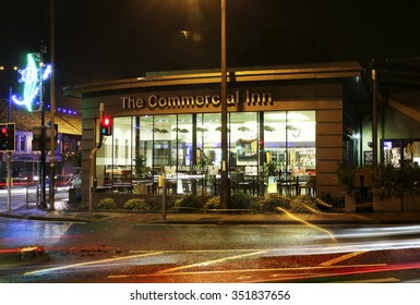 SOWERBY BRIDGE, UK - DECEMBER 14, 2015: Restaurant / Gastro Pub,, Early Morning. Sowerby Bridge Is A Market Town In The Upper Calder Valley In Calderdale In West Yorkshire, England.