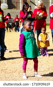 Soweto, South Africa - July 18, 2012: Oung African Preschool Girl With Face Paint On The Playground 