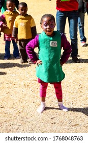 Soweto, South Africa - July 18, 2012: Oung African Preschool Girl With Face Paint On The Playground 