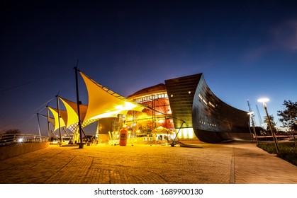 Soweto, South Africa - June 25, 2013: Exterior Entrance To The Soweto Theatre At Night Time