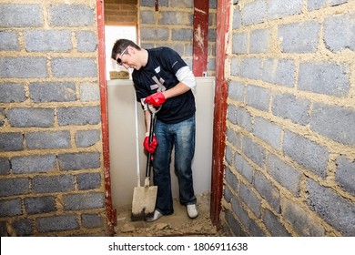 Soweto, South Africa - September 05, 2009: Community Outreach Program Helping To Build A Small Affordable House In Local Township