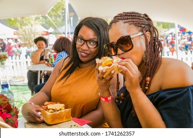 Soweto, South Africa - September 17, 2017: Diverse African People At A Bread Based Street Food Outdoor Festival