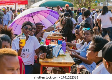 Soweto, South Africa - September 17, 2017: Diverse African People At A Bread Based Street Food Outdoor Festival