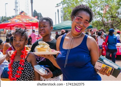 Soweto, South Africa - September 17, 2017: Diverse African People At A Bread Based Street Food Outdoor Festival