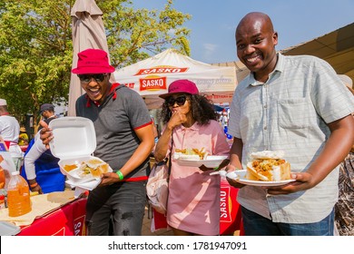 Soweto, South Africa - September 17, 2017: Diverse African People At A Bread Based Street Food Outdoor Festival