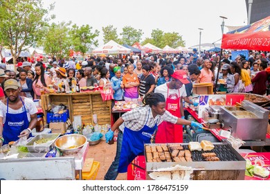 Soweto, South Africa - September 17, 2017: Diverse African People At A Bread Based Street Food Outdoor Festival