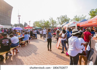 Soweto, South Africa - September 17, 2017: Diverse African People At A Bread Based Street Food Outdoor Festival