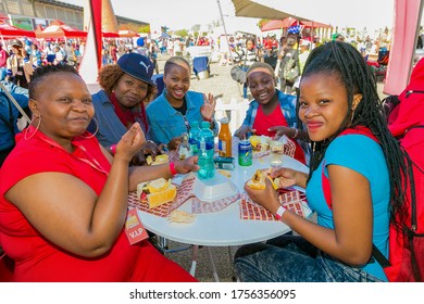 Soweto, South Africa - September 8, 2018: Diverse African People At A Bread Based Street Food Outdoor Festival