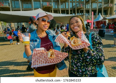 Soweto, South Africa - September 8, 2018: Diverse African People At A Bread Based Street Food Outdoor Festival