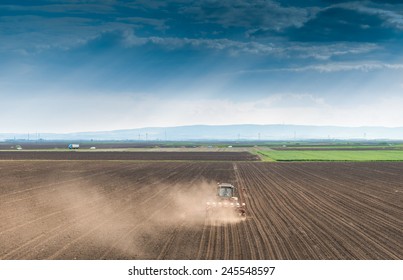  Sowing Crops At Field With Sowing Machine