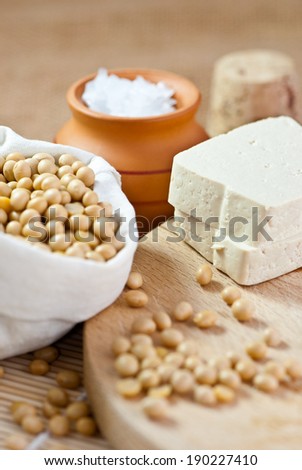 soy beans, tofu & nigari Stock photo © 