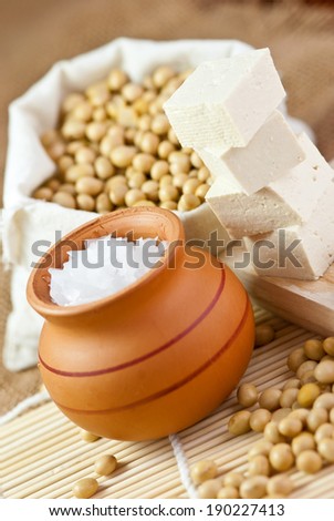 soy beans, tofu & nigari Stock photo © 