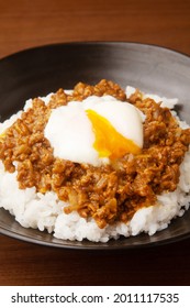 Soy Meat Keema Curry Rice With Soft-boiled Egg