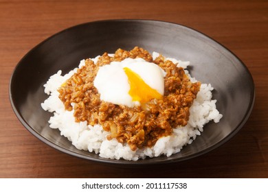 Soy Meat Keema Curry Rice With Soft-boiled Egg