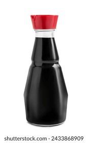 Soy sauce glass bottle isolated on white background