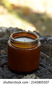Soy Wax Candle In Amber Glass Jar