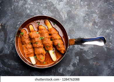 Soya Chaap Curry Served In A Bowl. Healthy Recipe Popular In India And Pakistan