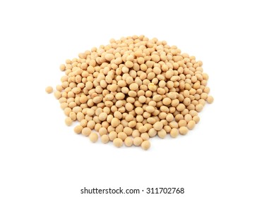 Soybeans, or soya beans, isolated on a white background