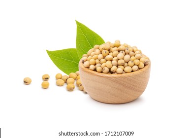 Soybeans  in wooden bowl isolated on white background, 100% protein concept - Shutterstock ID 1712107009