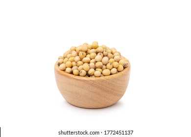 Soybeans  in wooden bowl isolated on white background. - Powered by Shutterstock