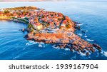 Sozopol, Bulgaria. Aerial view of the old town Apollonia, seaside town near Burgas