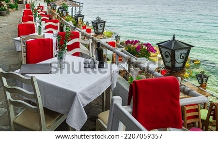 Sozopol Bulgarian restaurant with seaview romantic al fresco dining for tourists