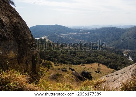 MAIRIPORÃ, SP, BRAZIL - AUGUST 15, 2021: Rocks at Pico do Olho D'água, on the Juquery Hill, with 1150 meters of altitude.