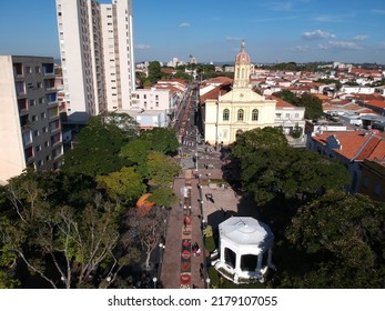 Itú, SP - Brazil - July 16 2022 - Aerial View Of Nossa Senhora Da Candelária  Church In Itu City - Corpus Christi Celebration.