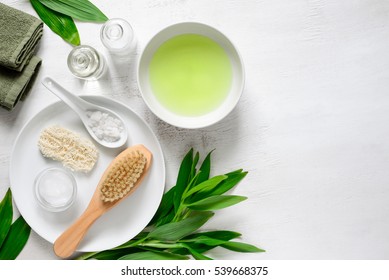 Spa background with a space for a text, view from above, flat lay